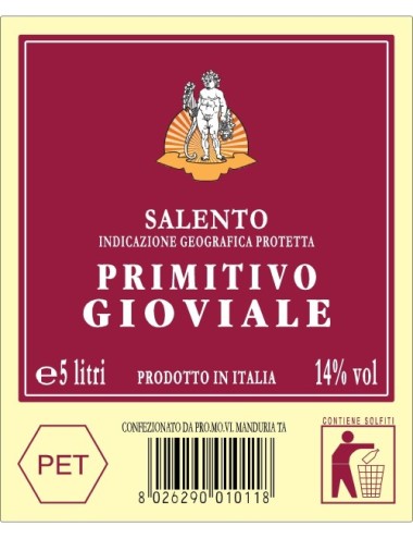 P.e.t. 5 Lt Vino Rosso Igp...